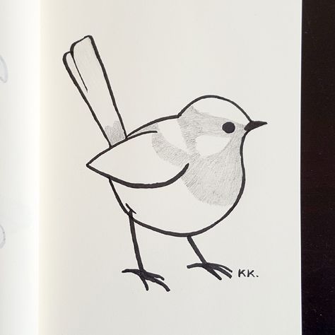 Blue Bird Outline, Finch Drawing Simple, Blue Bird Simple Drawing, Snow Bird Drawing, Bluebird Drawing Easy, Bluebird Line Drawing, Blackbird Outline Tattoo, Blue Wren Tattoo Black And White, Wren Drawing Simple