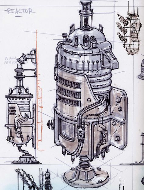 Mechanics Aesthetic, Fallout Concept Art, Sci Fi Props, Fallout Art, Fallout 3, Doodle Art Drawing, Arte Robot, Futuristic Art, Steampunk Art