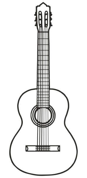 Guitar Drawing Art, Guitar Outline, Guitar Sketch, Guitar Cord, Guitar Images, Guitar Illustration, Drawing Food, Guitar Vector, Guitar Patterns