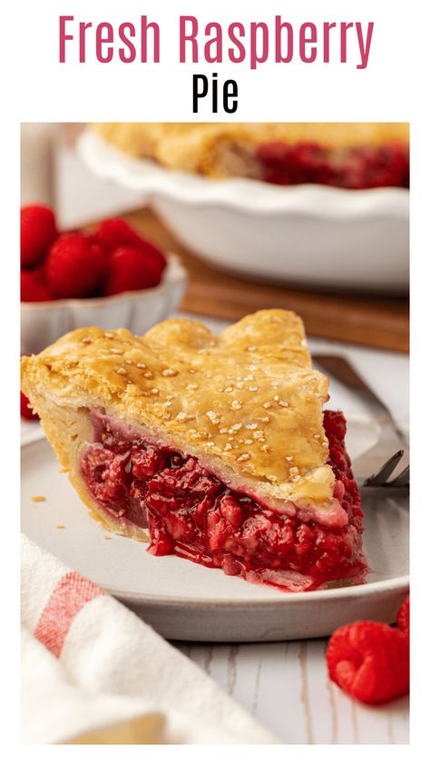 This homemade raspberry pie recipe is simple to make! The raspberry filling is made with three simple ingredients and an easy homemade pie crust. Top with a scoop of vanilla ice cream for a delicious raspberry pie everyone will love! Raspberry Pie Filling From Frozen Raspberries, Raspberry Cream Pie Pioneer Woman, Raspberry Pie Recipe Easy, Easy Raspberry Pie, Raspberry Pie With Frozen Raspberries, Easy Raspberry Desserts, Easy Raspberry Pie Recipe, Raspberry Pie Filling Recipes, Raspberry Desserts Easy