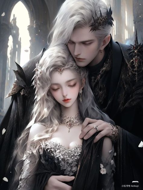 Fantasy Art Couples, Aesthetic Goth, Snk Cosplay, Fantasy Couples, Anime Cover Photo, Fantasy Aesthetic, Fantasy Inspiration, Character Portraits, Cute Anime Couples