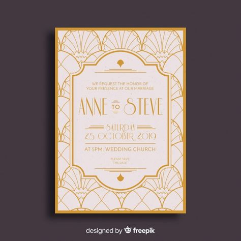 Art Deco Vector, Art Deco Wedding Invitation, Arte Art Deco, Deco Wedding Invitations, Art Deco Wedding Invitations, Save The Date Designs, Deco Wedding, Art Deco Wedding, Elegant Art