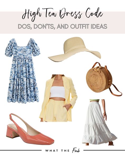 High tea dress code: Dos, don'ts, and outfit ideas Tea Party Outfits For Women Winter, High Tea Outfits For Women Casual, Tea House Outfits, Casual Afternoon Tea Outfit, High Tea Attire For Women, High Noon Tea Party Outfit, Afternoon Tea Outfits For Women, High Tea Dress Code, High Tea Outfits