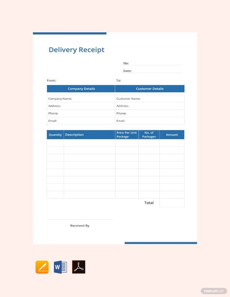 Instantly Download Free Delivery Receipt Template, Sample & Example in PDF, Microsoft Word (DOC), Microsoft Excel (XLS), Apple Pages, Apple Numbers, Adobe Illustrator (AI) Format. Available in A4 & US Sizes. Quickly Customize. Easily Editable & Printable. Delivery Receipt Template, Delivery Receipt Design, Delivery Challan Format, Delivery Company Receipt, Delivery Company Format, Delivery Receipt, Delivery Format, Free Receipt Template, Sample Resume Format