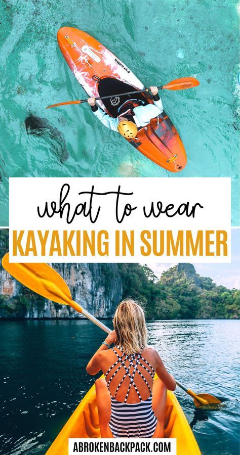 Wondering what to wear kayaking? Our outfit guide will help you decide what to wear kayaking during summer. We’ll provide outfit ideas for kayaking, and more! To learn more, click the pin and start planning your kayak outfits. Kayaking Outfit Summer, Kayak Outfit Women, What To Wear Kayaking Outfit, Kayaking Outfit Women Summer, Kayak Outfit, What To Wear Kayaking, Kayaking Outfit, Lake Kayaking, Long Term Travel