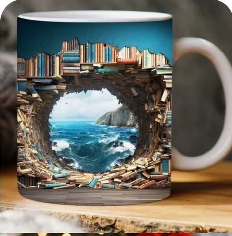 Creative Space Design, Joan Brown, Library Bookshelf, Library Shelf, 3d Book, Classic Library, Library Bookshelves, Mug Crafts, Library Shelves