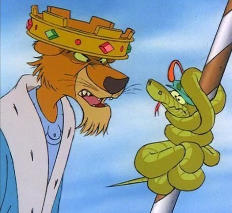 From Robin Hood (1973) Sir Hiss, Robin Hood 1973, Ken Anderson, Disney Robin Hood, Prince John, Robin Hood Disney, Don Bluth, Disney Version, Images Disney