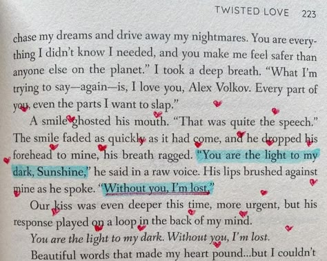 Sunshine × Alex 🤌🏻 Alex Yes Sunshine, Twisted Love Sunshine, Passages From Books, Alex And Ava, Twisted Books, Book Reading Aesthetic, Annotation Tips, Book Annotation Tips, Alex Volkov