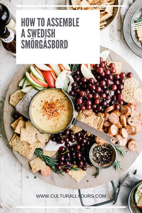 How To Assemble A Swedish Summer Smörgåsbord | CulturallyOurs | #Sweden #summer #swedishfood #foodtips #globalfoods Swedish Charcuterie Board, Swedish Lunch Ideas, Swedish Smorgasbord Ideas, Swedish Birthday Party, Smorgasbord Swedish, Swedish Midsummer Aesthetic, Swedish Appetizers, Swedish Picnic, Swedish Food Traditional