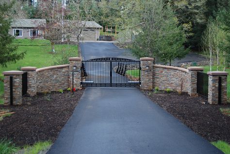 stone driveway entrances | About « Nugentmasonryinc's Blog Driveway Entry Gate Ideas, Natural Stone Driveway, Front Gate Entrance Driveway, Gate Driveway, Gated Driveway, Iron Gates Driveway, Entrance Gates Driveway, Gated Entrance, Driveway Entrance Landscaping