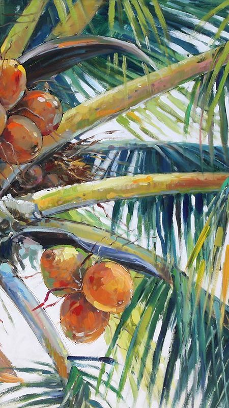 Hawaiian Painting, Palm Trees Painting, Caribbean Art, Hawaiian Art, Colour Painting, Island Art, Tropical Art, Flower Art Painting, Water Colour