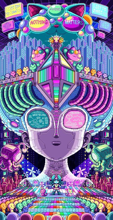 Image intégrée Paul Robertson, Pixel Art Gif, 8bit Art, Psy Art, Trippy Wallpaper, Arte Cyberpunk, Japon Illustration, Glitch Art, Wow Art