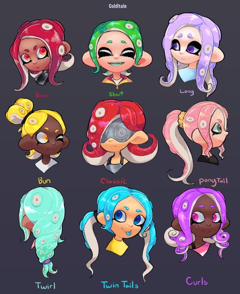 Splatoon 2 Hairstyles, Octoling Hairstyles, Lusamine Pokemon, Tikki Y Plagg, Splatoon Memes, Nintendo Splatoon, Splatoon 2 Art, Splatoon Comics, How To Draw Hair