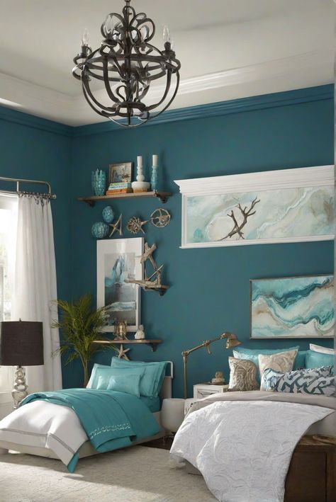 home interior design, interior bedroom design, kitchen designs, living room interior Sea Bedrooms, Bedroom Moodboard, Paint Guide, Color Bedroom, Wall Color Combination, Deep Sea Diving, Sea Wall, Room Makeover Inspiration, Ocean Themes