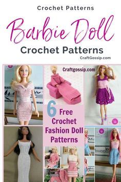 Patterns For Clothes, Hekel Patrone, Crochet Barbie Patterns, Crochet Doll Clothes Free Pattern, Barbie Crafts, Barbie Things, Free Barbie, Accessoires Barbie, Barbie Knitting Patterns