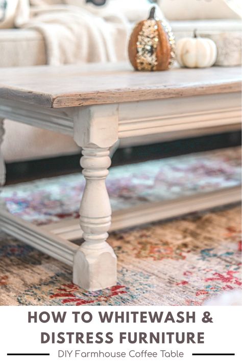 Whitewash Coffee Table, Antique White Coffee Table, Refurbished Coffee Tables, Whitewash Furniture, Chalk Paint Coffee Table, Coffee Table Refinish, Coffee Table Redo, Distressed Coffee Table, Distress Furniture