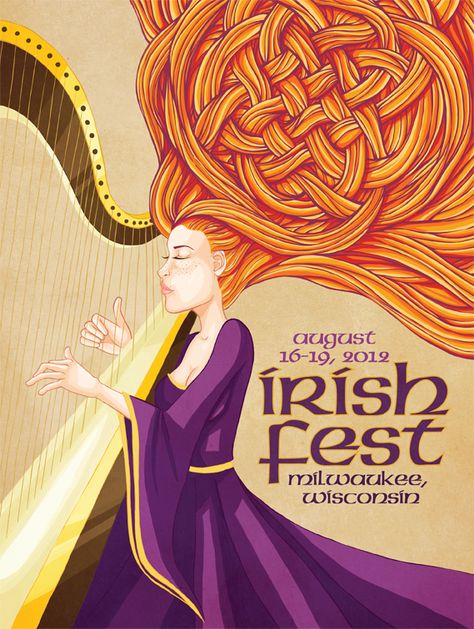 Irish Fest Poster Historic Posters, Fest Poster, Celtic Shamrock, Irish Festival, Pirate Queen, Travel Advertising, Celtic Music, Irish Design, Music Illustration