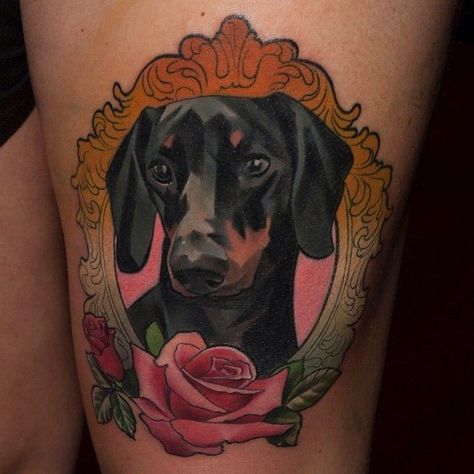 Tattoo For Him, Daschund Tattoo, Dachshund Tattoos, Animal Tattoos For Men, Dachshund Tattoo, Dog Memorial Tattoos, Mary Tattoo, Food Tattoos, Animals Tattoo