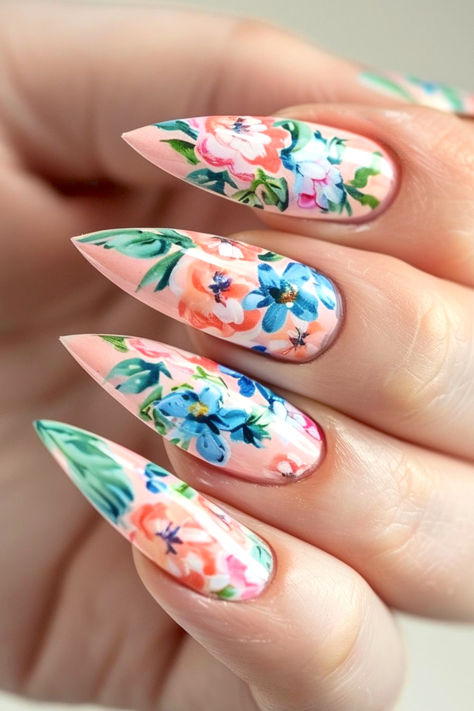 Floral May Nails May Nail Colors, May Nail Designs, May Nails Ideas, May Nails, Month Of May, Spring Accessories, Spring Nail, Dope Nails, Stiletto Nails