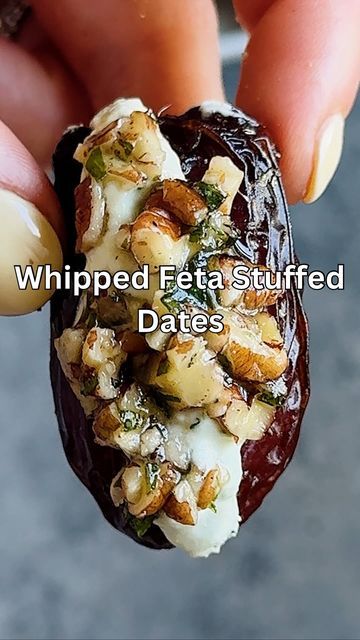 Greek Feta Recipes, Roasted Dates, Whipped Feta Appetizer, Whipped Feta Stuffed Dates, Date Appetizers, Whipped Herb Feta Stuffed Dates, Whipped Feta Pistachio Dip, Feta Parmesan Roasted Stuffed Dates, Stuffed Dates Recipes Appetizers