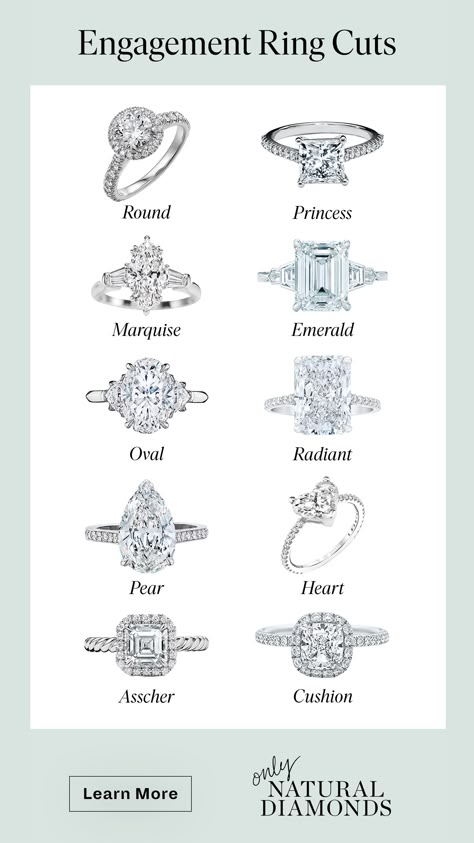 Handmade Beaded Jewelry Diy 1ct Engagement Rings, Types Of Diamond Rings, Types Of Rings Engagement Style, Diamond Cuts Engagement Rings, Type Of Rings Style, Engagement Rings Cuts Types, Different Type Of Engagement Rings, Engagement Ring Shaped, Cuts Of Diamond Rings