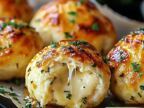 Pillsbury Biscuit Garlic Butter Cheese Balls - Tastecove Easter Party Food, Pillsbury Biscuits, Cheesy Snack, Biscuits Easy, Garlic Cheese, Cheese Ball Recipes, Crescent Roll Dough, Butter Cheese, Cheese Balls