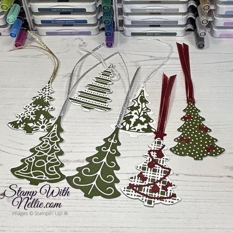 Decorative Trees tags - Sneak Peek & tutorial - Stamp with Nellie Stamping Up Decorative Trees, Stampin Up Decorative Trees Bundle, Su Decorative Trees, Stampin Up Decorative Trees Cards, Stampin Up Decorative Trees, Decorative Trees Stampin Up Cards, Stampin Up Christmas Tags, Tags Stampin Up, Diy Christmas Tags