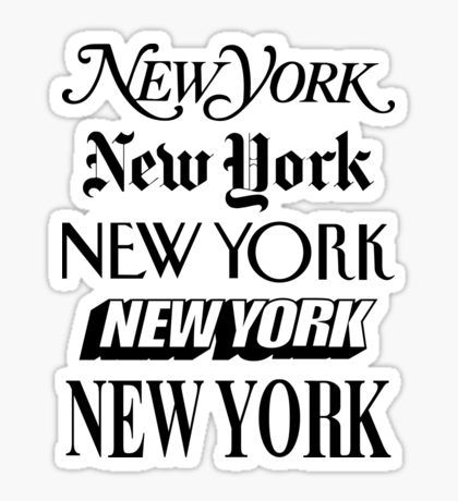 New York New York Sticker Magazine Fonts, New York Black And White, Chinese Typography, Typography Art Print, Typeface Font, Logo Design Typography, Creative Typography, Black Stickers, Stickers For Sale