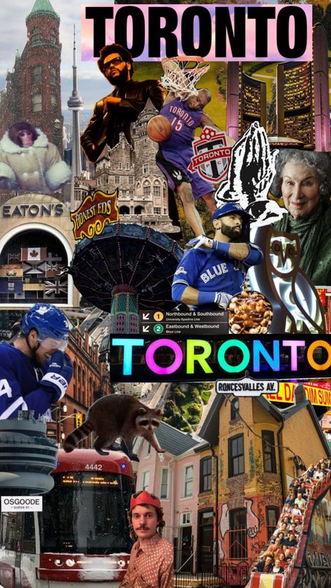 #moodboard #collage #toronto #canada #travel #mapleleafs #raptors #bluejays #poutine #aesthetic #love Toronto Raptors Aesthetic, Canada Vibes Aesthetic, Toronto Aesthetic Wallpaper, Canada Wallpaper Aesthetic, Canada Moodboard, Toronto Raptors Wallpaper, Toronto Canada Aesthetic, Canada Wallpaper, Toronto Poster