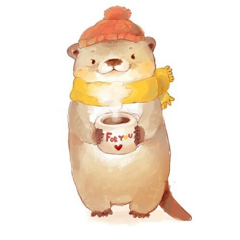 Cute Otters Drawing, Otter Drawing, Otter Illustration, Otter Art, Otters Cute, Amazing Wallpapers, 강아지 그림, Cute Animal Drawings, Childrens Illustrations