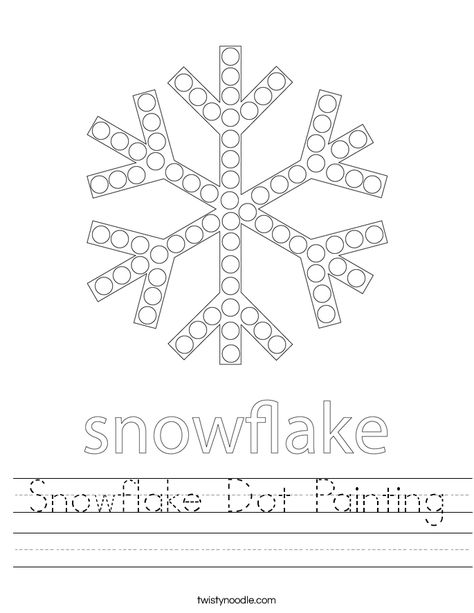 Snowflake Dot Painting Worksheet - Twisty Noodle Snowflake Dot Painting, Painting Worksheet, 2023 Craft Ideas, Transportation Worksheet, Snowmen Activities, Q Tip Painting, Twisty Noodle, Holiday Lettering, Snowman Painting