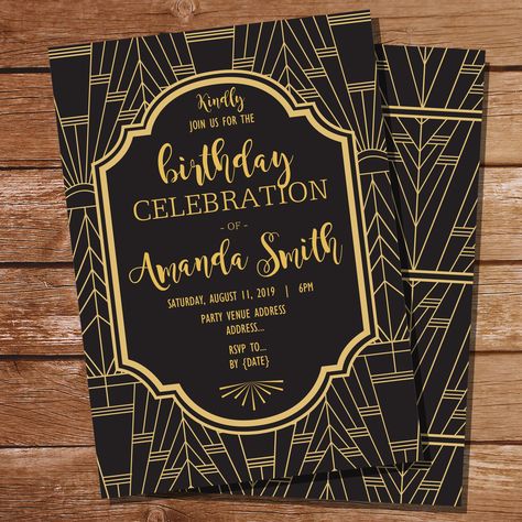 Great Gatsby Party Invitation | Glitz n Glam Party Invitation | Pin to your party planning board Glam Party Invitations, Glitz And Glam Party Decorations, Glitz And Glam Party, Gatsby Party Invitations, Great Gatsby Invitation, Vintage Party Theme, Glam Invitation, Gatsby Wedding Invitations, 18th Party