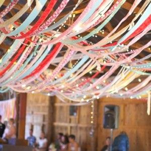 Garage Party Decorations, Streamer Party Decorations, Garage Party, Pantone 2016, Cheap Wedding Decorations, Twinkly Lights, Paper Streamers, Tent Decorations, Sparkling Lights