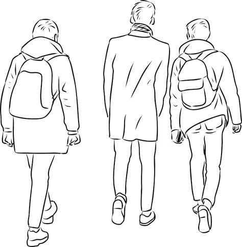 Premium Vector | Outline drawings of students friends walking along street Walking People Drawing, Person Walking Drawing, People Walking Drawing, Walking People, Walking Street, Student Drawing, Outline Drawings, Line Illustration, Simple Doodles