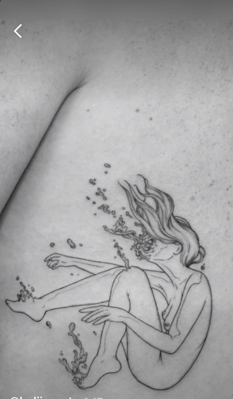 Tattoos For Derealization, Deep End Tattoo, Insecure Tattoo, Falling Tattoo Ideas, Falling Person Tattoo, Head On Fire Tattoo, Falling Woman Tattoo, Scorned Woman Tattoo, Woman Falling Tattoo