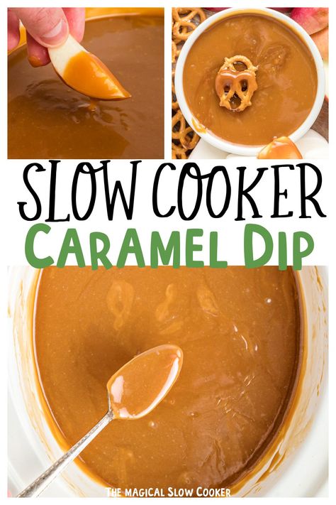 Homemade Caramel Dip, Crockpot Caramel, Slow Cooker Caramel, Carmel Recipe, Slow Cooker Dip Recipes, Caramel Apple Sauce, Caramel Dipping Sauce, Apple Dip Recipe, Caramel Apple Salad