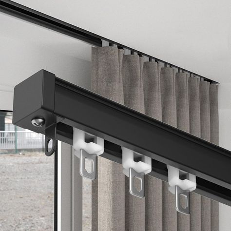 Invisible Ceiling Curtain Track - Hidden Ceiling Track For Curtains - 2mm Thickened Curtain Rail - Heavy-duty Curtain Curtain Rod (Color : Black, Size : Double-2.6m(1.3m*2)) Hidden Curtain Track, Ceiling Curtain Track, Simple Home Decoration, Ceiling Curtains, Stainless Steel Sheet, Curtain Rails, Bathroom Safety, Curtain Track, Room Partition