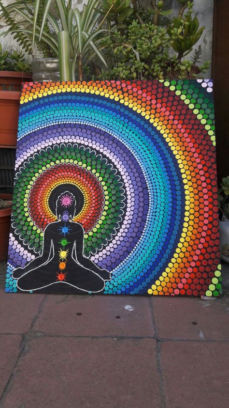 Easy Chakra Painting, Chakra Painting Ideas On Canvas, Spiritual Painting Ideas On Canvas, Chakra Painting Canvas, Spiritual Art Painting, Brazilian Tattoo, Chakra Painting, Spiritual Paintings, Chakra Art