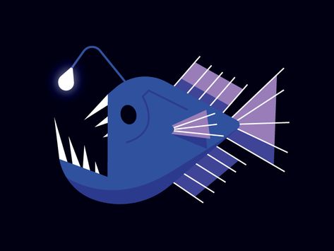 Anglerfish by Jodi Lee Carlson Anglerfish Illustration, Anglerfish Art, Anglerfish Drawing, Angler Fish Illustration, Angler Fish Drawing, Angler Fish Art, Nautical Illustration, Illustration Fish, Fish Sketch