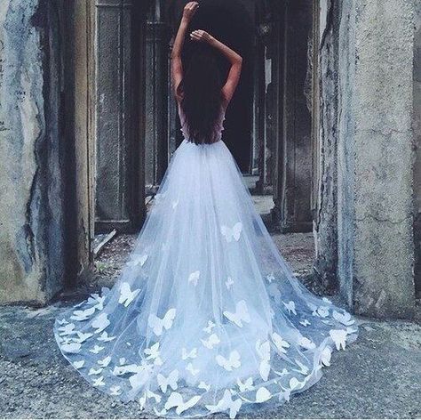 Corpse Bride Wedding, Cute Prom Dresses, Butterfly Dress, Quince Dresses, Quinceanera Dresses, Beautiful Gowns, 15 Dresses, Fancy Dresses, Dream Dress