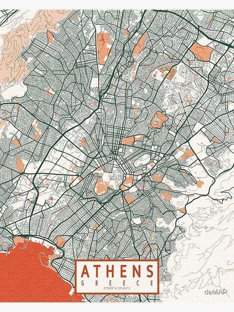 "Athens City Map of Greece - Bohemian" Poster for Sale by deMAP | Redbubble Athens Aesthetic, Athens Map, Bohemian Poster, Map Of Greece, Greece Poster, City Posters, Greece Map, Printable Wall Collage, Athens City