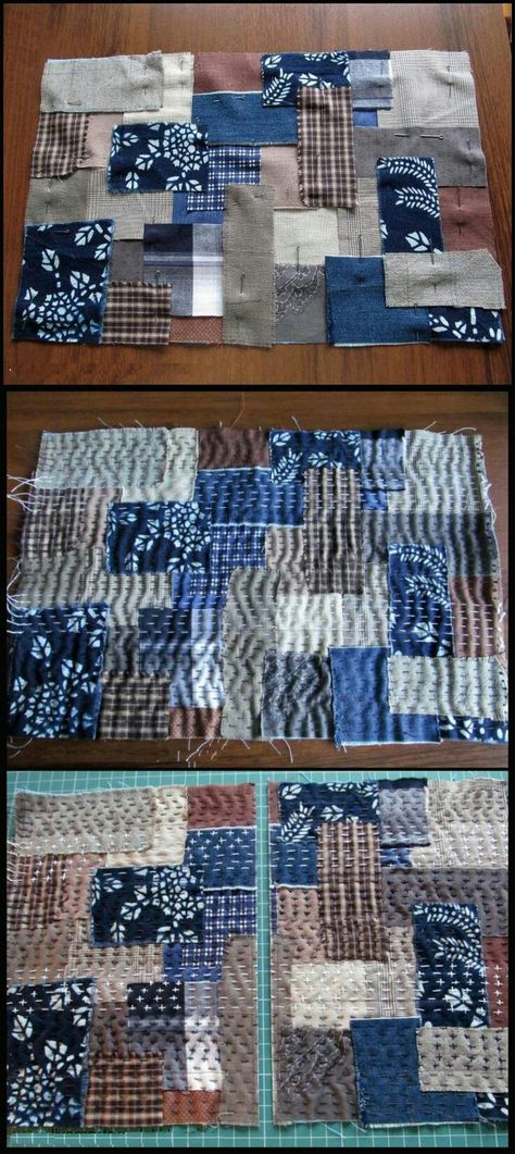 Boro Quilt Tutorial, Boro Bag Tutorial, Boro Sashiko Japanese Textiles, Diy Kantha Quilt, Quilting How To, Kantha Quilt Tutorial, Kawandi Quilt Tutorial, Japanese Quilts Sashiko, Boro Stitching Tutorials