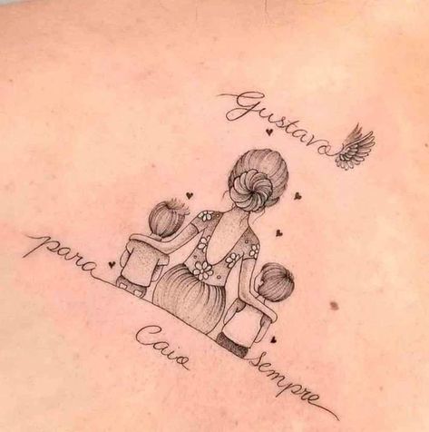 Boy Mom Tattoo, Baby Memorial Tattoos, Beautiful Back Tattoos, Stag Tattoo, 90s Tattoos, Baby Tattoo Designs, Archangel Tattoo, Aquarius Tattoo, Mom Tattoo Designs