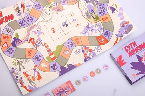 Board game "To be a Woman" on Behance Magic Board Game, Game Guide Design, Board Game Branding, Pretty Board Games, Creative Board Game Design, Board Game Design Inspiration, Board Game Design Illustration, Board Game Graphic Design, Board Game Box Design