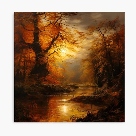 Get my art printed on awesome products. Support me at Redbubble #RBandME: https://www.redbubble.com/i/canvas-print/Sunrise-or-sunset-in-a-forest-drawn-by-an-impressionist-by-SettantaSette/153217112.5Y5V7?asc=u Forest Drawing, Art Landscapes, Autumn Painting, Fantasy Art Landscapes, Beautiful Paintings, Fantasy Art, My Art, Awesome Products, Canvas Print