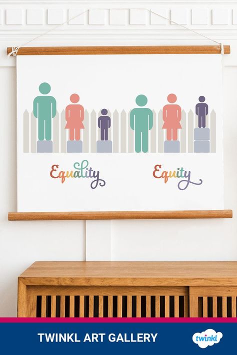 Are you looking for display resources to help you explain better concepts such as fairness, equality and equity? This lovely The Difference Between Equality and Equity Poster is an amazing visual aide to help you explain these concepts to young children. Why not ask the children to reflect upon what being fair means to them, and how many times they've said "but that's not fair"? They'll discuss different scenarios that explore these concepts. Equity Poster, Not Fair, Wall Art Posters, Original Wall Art, Education Poster, Posters And Prints, Art Posters, Signature Style, How Many