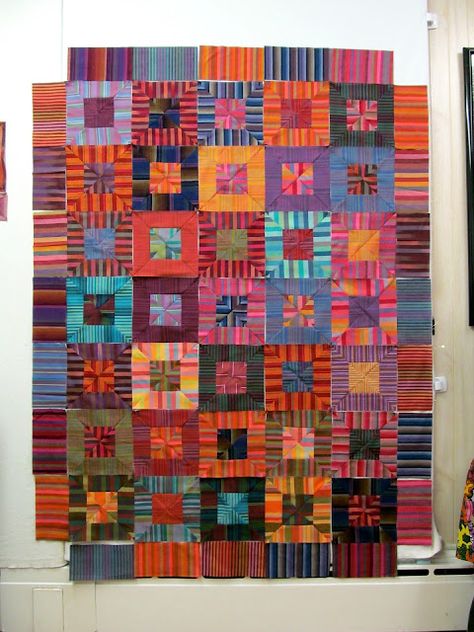 Stripe Quilts, Stripe Quilt Pattern, Exuberant Color, Plaid Quilts, Sofa Quilt, Country Ideas, Log Cabin Quilt Blocks, Art Quilting, Kaffe Fassett Quilts