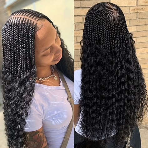 Layer Braids With Curls, Crochet Fulani Braids, Layered Cornrows Braids, 3 Layer Feed In Braids, Two Layer Feed In Braids, Layered Braids, Layer Braids, Hair Braid Patterns, Feed Ins