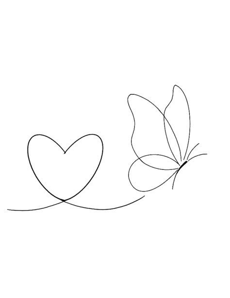 Heart With Butterflies Tattoo, One Line Butterfly Drawing, Butterfly Tattoo With Heart, Small Fine Line Flower Tattoo, Line Art Butterfly Tattoo, Heart And Butterfly Tattoo, Heart Line Tattoo, Butterfly Heart Tattoo, Lifeline Tattoos