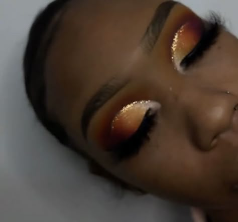 Prom Makeup Orange, Orange Prom Makeup Looks Black Women, Orange Prom Makeup Looks, Orange Makeup Black Women, Burnt Orange Makeup Look Black Women, Burnt Orange Makeup, Orange Prom Makeup, Orange And Gold Makeup Looks Black Women, Orange Makeup Looks Black Women